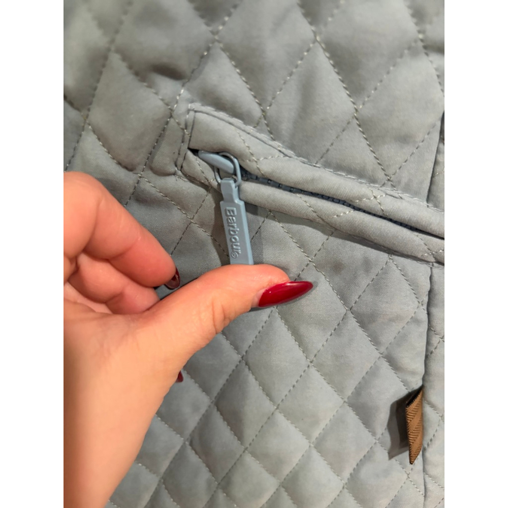 Barbour Quilted Vest Blue Diamond Quilt Zip Pockets Women’s US 10 UK 14 - Picture 6 of 11